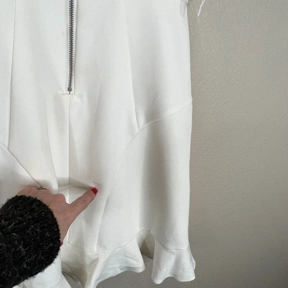 Aidan Mattox Mini Dress‎ Size 0 Ivory Ruffled Sleeveless Stretch Crepe Cocktail